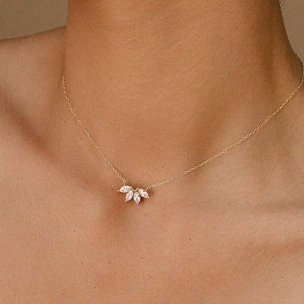 Gold and Crystal Flower Pendant Necklace- Anthropologie